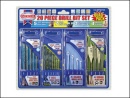 Faithfull Set 4 Drill Sets 20 Bits TCT Masonry HSS Glass Wood FAIMPSET20