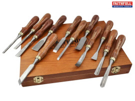 Faithfull Woodcarving Chisels Set Of 12 in Case FAIWCSET12