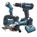 Makita 18v Combi 4 Piece Kit combi drill jigsaw angle grinder torch LXT425