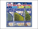 Faithfull Pack of 3 Drill Bit Sets Masonry Wood HSS XMS09DSET FAIMPSET23